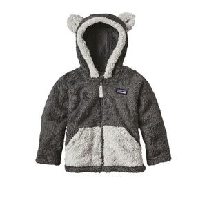 NWT Patagonia Gray and Cream Fleece Hoodie with Bear Ears